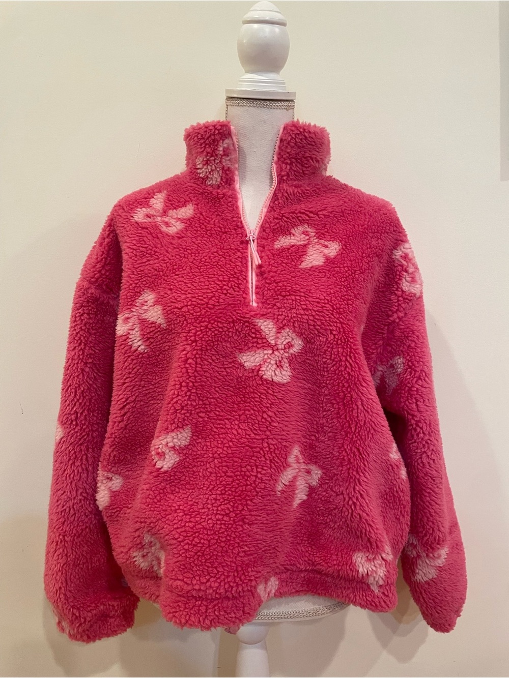 NWT Anthropologie Beach Riot Leona Slopes Sherpa Quarter-Zip Pink Pullover M